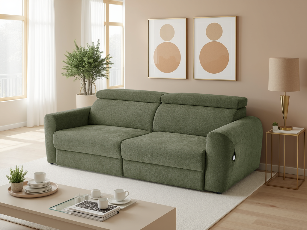 Dakota Electric Sofabed Green 3 Seater - premium sofabed with free Isle of Man and UK delivery