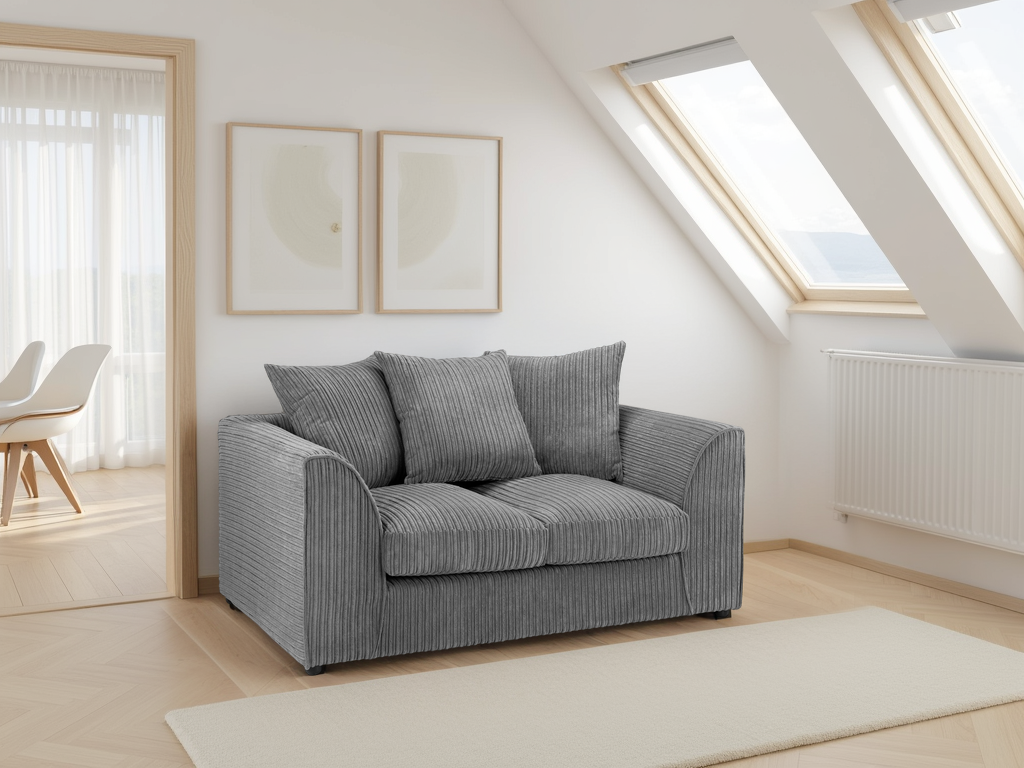 Harper Grey 2 Seater Sofa with dimensions W145 x D87 x H80cm | Seat height 38cm | Seat depth 55cm | Seat width 98cm - Dreamy UK and Isle of Man