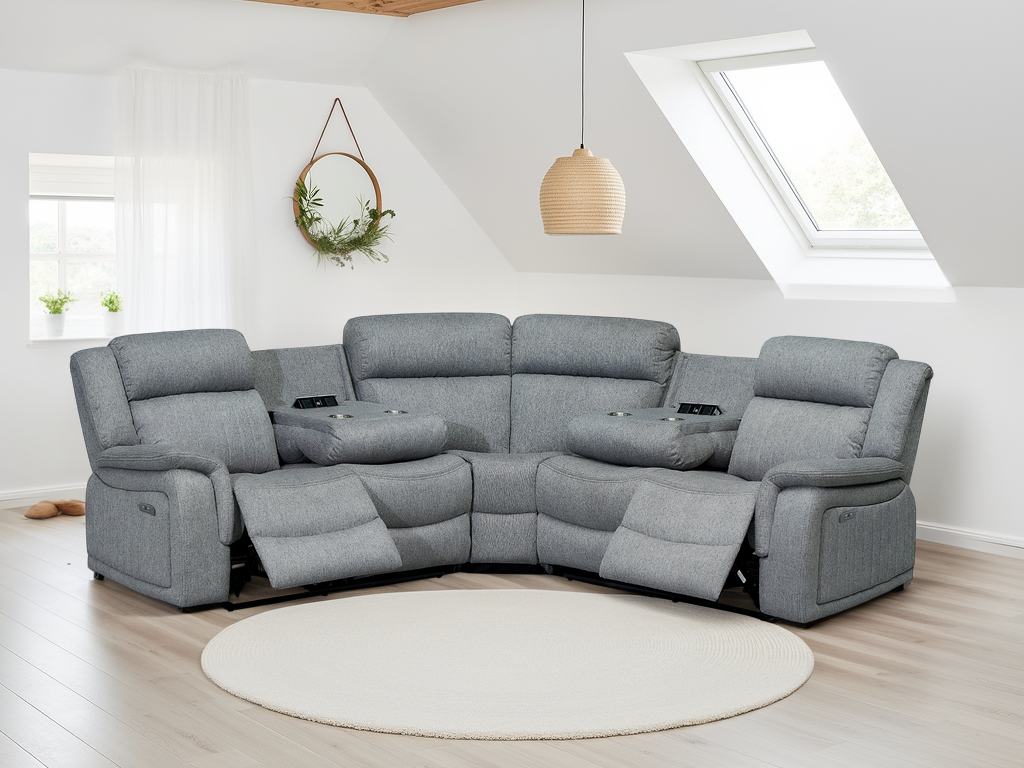 Lindy Electric Recliner Sofa Grey Large Corner at Dreamy furniture store