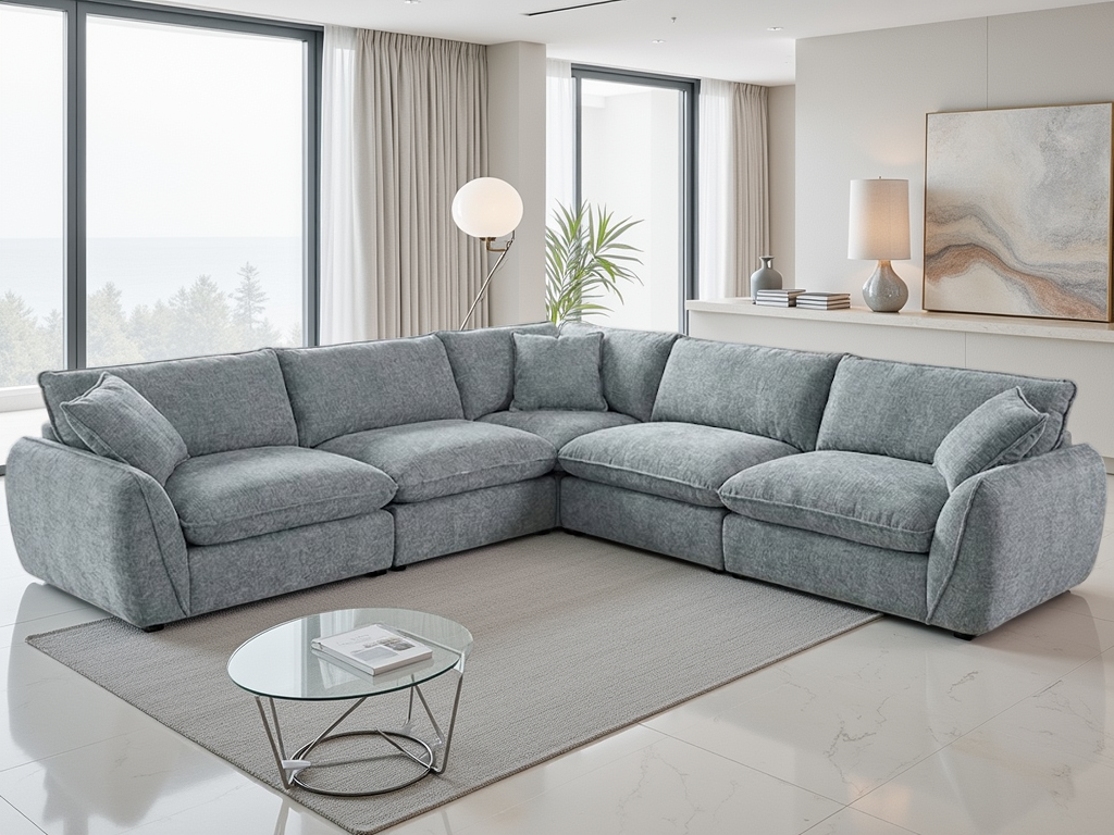 Bethany Sofa Grey Large Corner - modern fabric sofa - Dreamy furniture